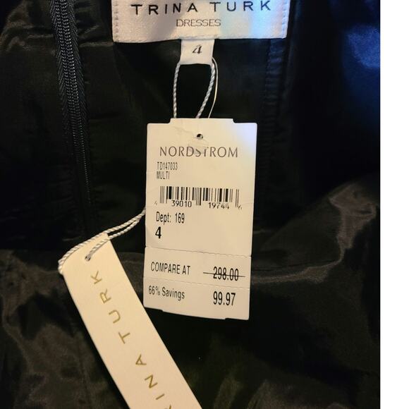 Trina Turk size 4 geometric strapless dress NWT pockets - Picture 2 of 5